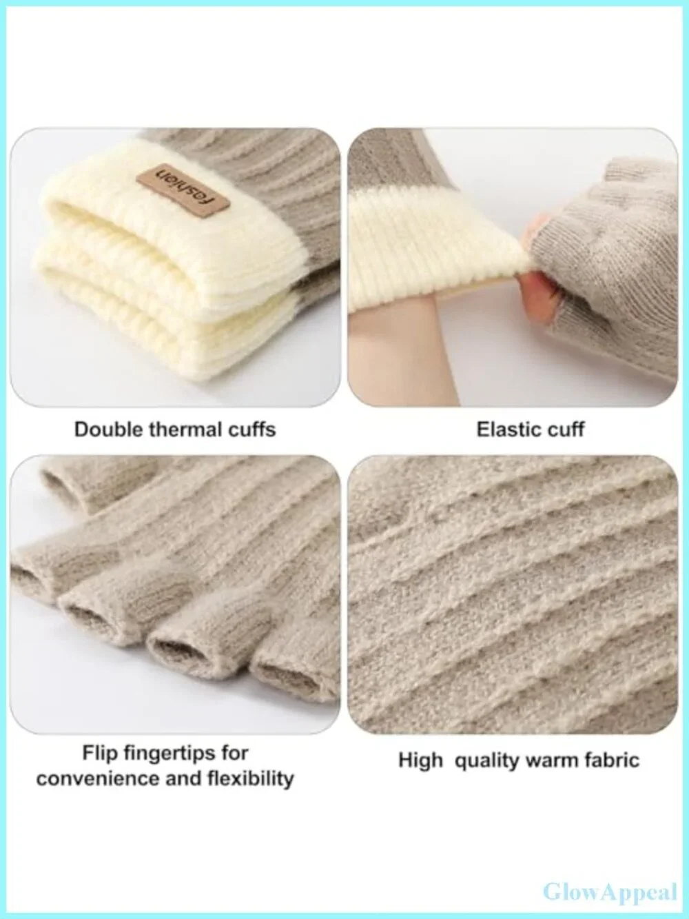 4 Pairs Fingerless Gloves Acrylic Knit Half Finger Driving Hiking Typing Women